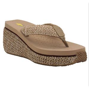 Volatile size 8 wedge tan thong sandal women’s island